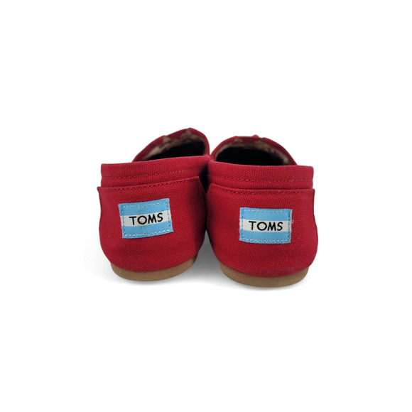 TOMS Red Canvas Slip-On Flats Women's 9 Casual Eco Loafers Minimalist Style - Picture 4 of 5